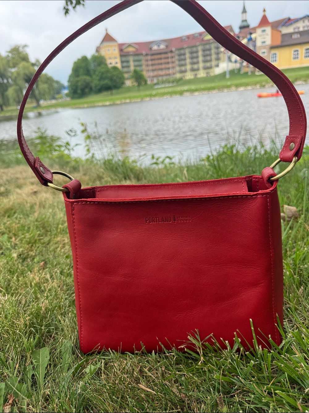 Portland Leather Red Leather Shoulder Bag